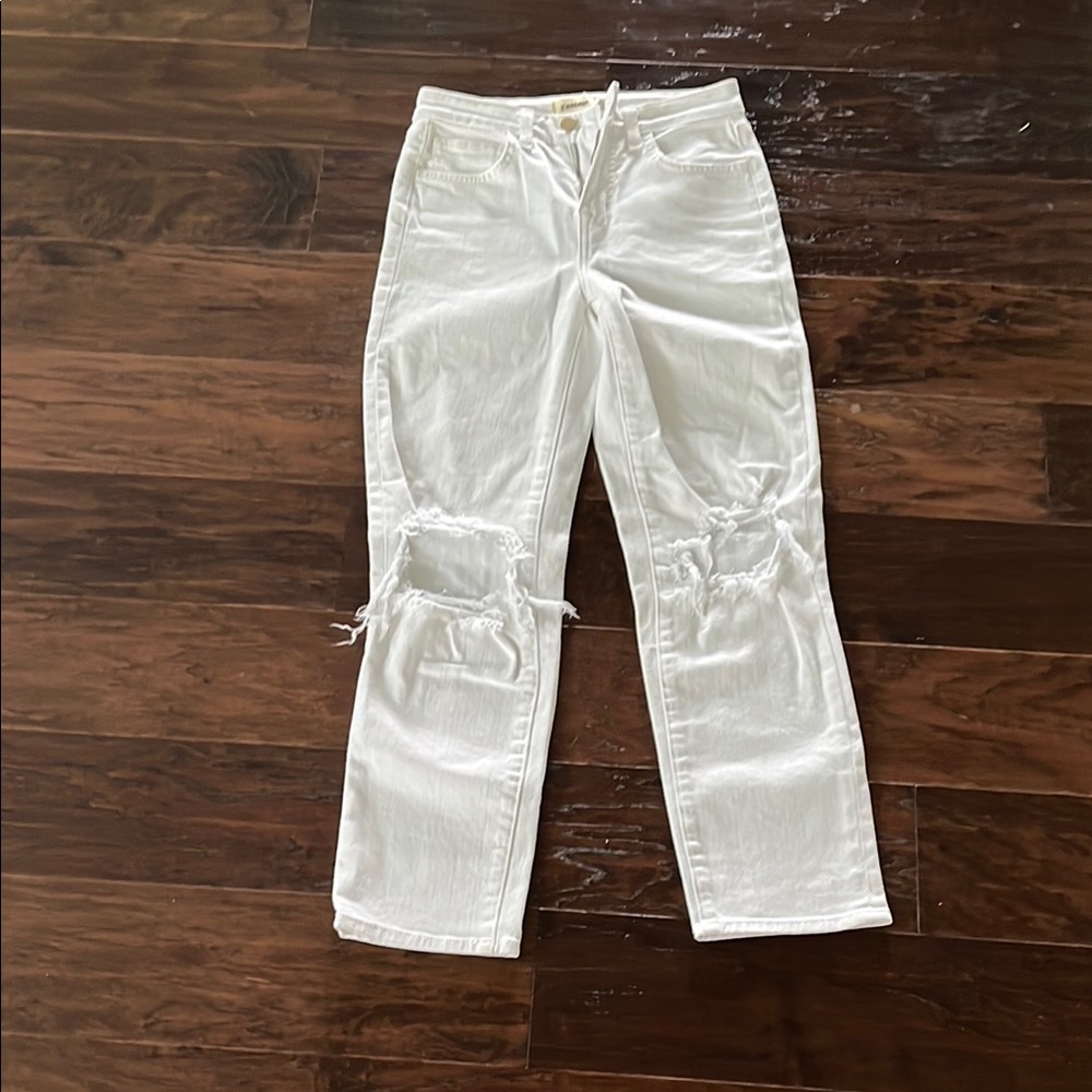 L’Agence size 23 distressed crop straight jeans